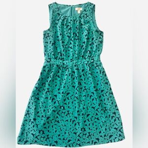 LOFT Women's Dress in Teal and Black